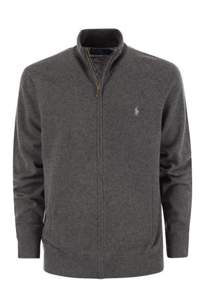 Polo Ralph Lauren Wool Sweater With Zip In Grey