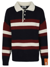 RIGHT FOR RIGHT FOR WOOL STRIPED LONG SLEEVE POLO SHIRT