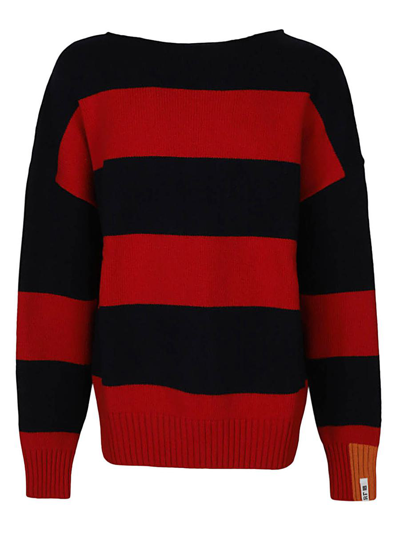 Right For Wool Striped Crewneck Jumper In Red