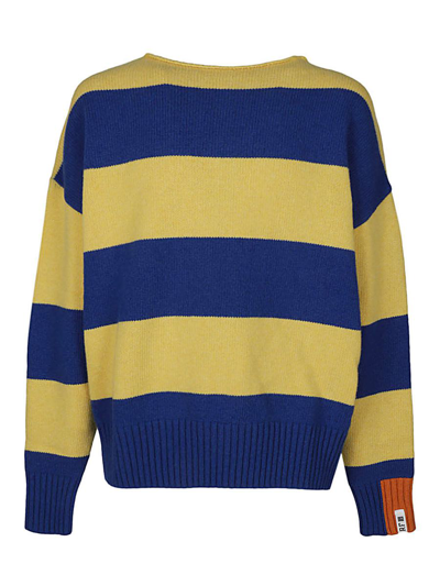 Right For Wool Striped Crewneck Jumper In Yellow