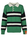 RIGHT FOR RIGHT FOR WOOL STRIPED LONG SLEEVE POLO SHIRT