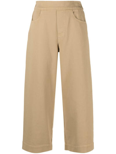Semicouture Cropped Wide-leg Trousers In Beige