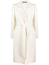 Tagliatore Belted Virgin Wool Coat In White