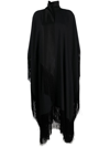 Taller Marmo Mrs Ross Belted Fringed Crepe Kaftan In Black
