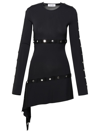 Attico Studded Asymmetric Convertible Dress In Black