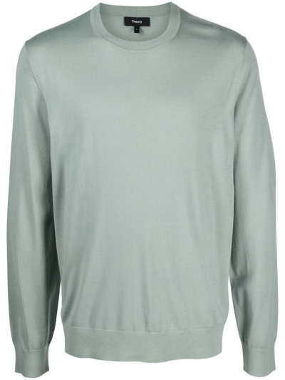Theory Round-neck Knit Jumper In Iceberg