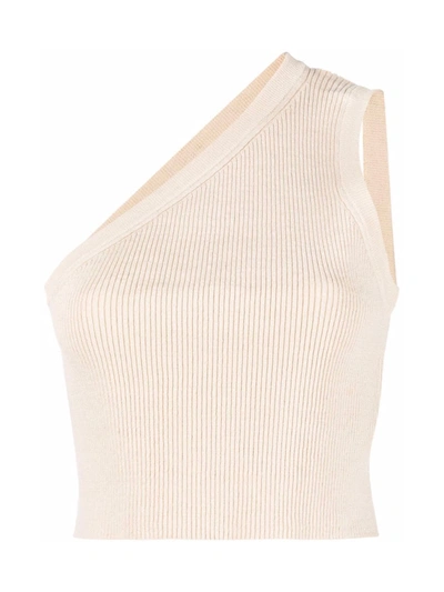 Jacquemus Asymmetrical Crop Top In Light Beige