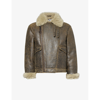 ACNE STUDIOS ACNE STUDIOS MENS BROWN/BEIGE CONTRAST-LAPEL DISTRESSED BOXY-FIT SHEARLING JACKET