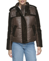 Andrew Marc Hooded Quilted Down Puffer Jacket In Chocolate