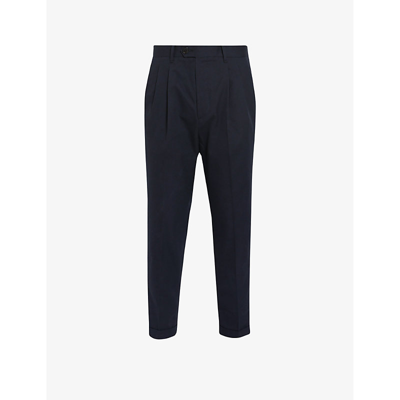 Allsaints Mens Cosmic Blue Tallis Tapered-leg Mid-rise Cotton-blend Trousers In Cosmic Blue