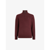Allsaints Kilburn Zip Funnel Neck Ramskull Jumper In Mars Red