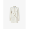 Reiss Womens White Mabel Double-breasted Wool Blazer