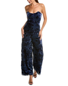Hutch Sonnie Floral Velvet Burnout Strapless Jumpsuit In Blue