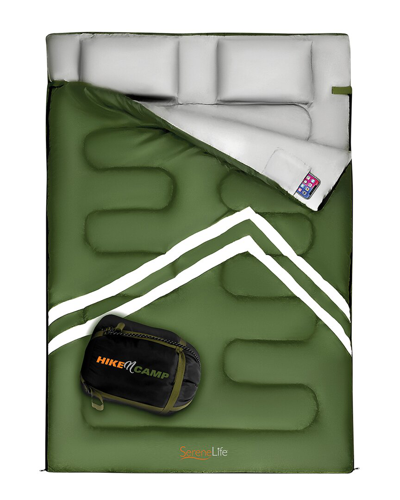 Serenelife Double Sleeping Bag With Two Pillows In Green