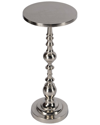 Butler Specialty Company Darien Round Nickel Pedestal End Table In Silver