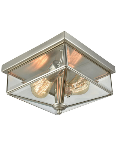 Artistic Home & Lighting Artistic Home Lankford 10'' Wide 2-light Outdoor Flush Mount In Silver