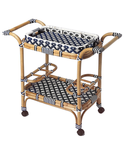 Butler Specialty Company Selena & Rattan Bar Cart In Blue