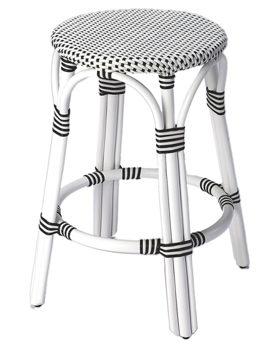 Butler Specialty Company Tobias Rattan Round 24in Counter Stool In White