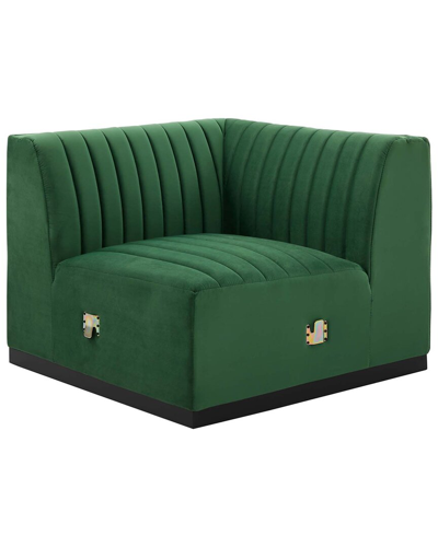 Modway Conjure Channel Tufted Performance Velvet Left Corner Chair In Green