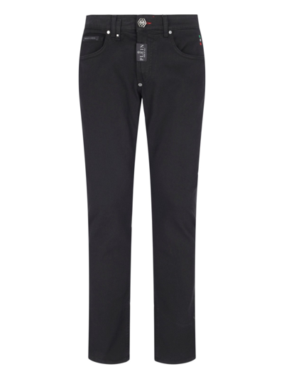 Philipp Plein Denim Trousers Straight Hexagon Jeans In Black