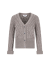 Thom Browne Crisscross Cable-knit Cardigan In Brown