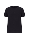 Malo Knit Crewneck With Ribbed Hem And Short Sleeves In Black  