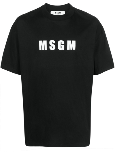 Msgm Logo Longline T-shirt In Black  