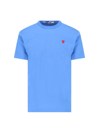 Comme Des Garçons Play Logo T-shirt In Blue