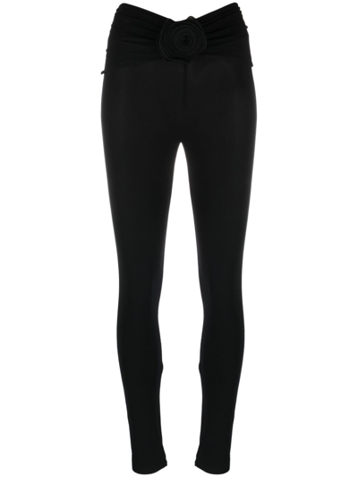Magda Butrym Floral-appliqué Jersey Slim Leggings In Black  