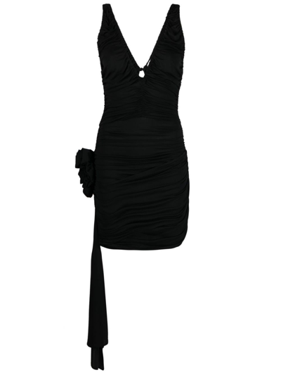 Magda Butrym Off-the-shoulder Jersey Mini Dress In Black  