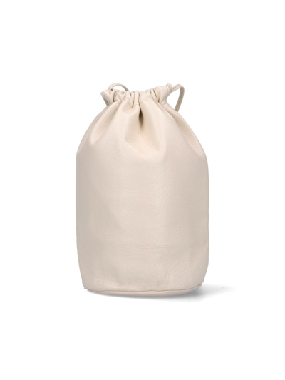 Auralee Leather Bucket Bag In Cream