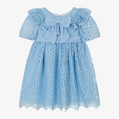Patachou Babies' Girls Blue Lace Bow Dress