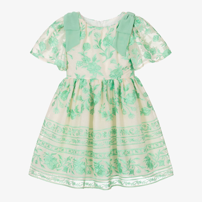 Patachou Babies' Girls Ivory & Green Floral Dress.