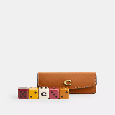 Coach Dice Set In Brass/hazelnut
