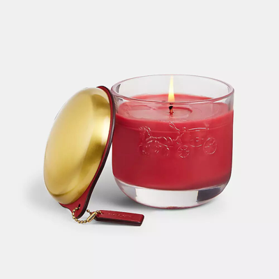 Coach Boxed  Glass Candle In Red