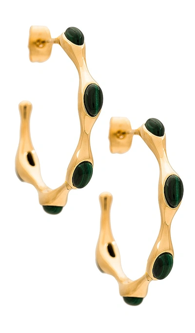 Missoma Green Malachite Organic Shape Hoop Earrings In Metallic Gold