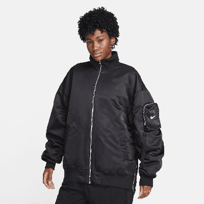 Nike Women's  Sportswear Essential Therma-fit Oversized Bomber Jacket In Black