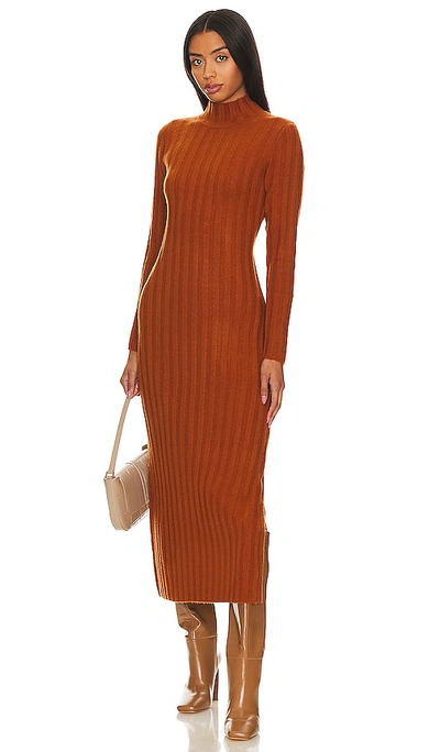 Callahan Pia Long Sleeve Midi Dress In Brown