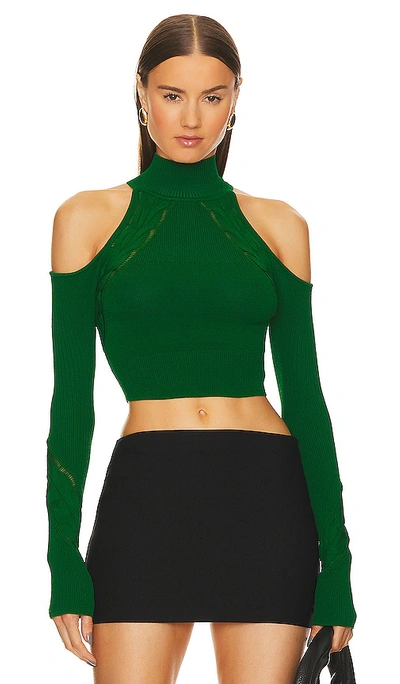 Michael Costello Jesseni Cold Shoulder Top In Green