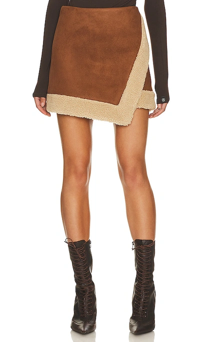 Lovers & Friends Lea Mini Skirt In Brown