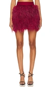 Alice And Olivia Alice + Olivia Cina Feather Skirt In Burgundy