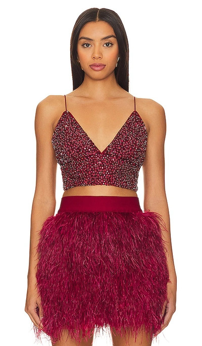 Alice And Olivia Women's Carli Crystal Embellished Crop Top In Bordeaux