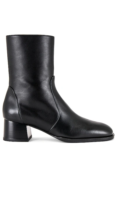 Stuart Weitzman 60 Mm  Black Stretch Leather Heel Ankle Boot In Nero