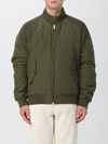 Baracuta High Collar Polyester Blend Jacket With Flap Pockets In Green