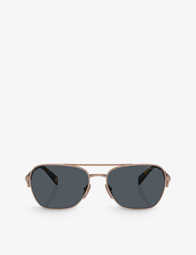 Prada Womens Gold Pr A50s Pillow-frame Steel Sunglasses