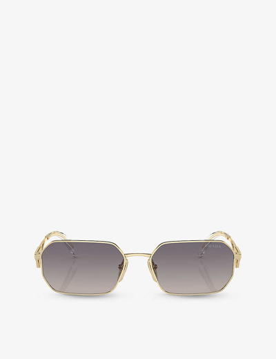 Prada Womens Gold Pr A51s Irregular-frame Metal Sunglasses