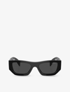 Prada Womens Black Pr A01s Pillow-shaped Acetate Sunglasses In Black