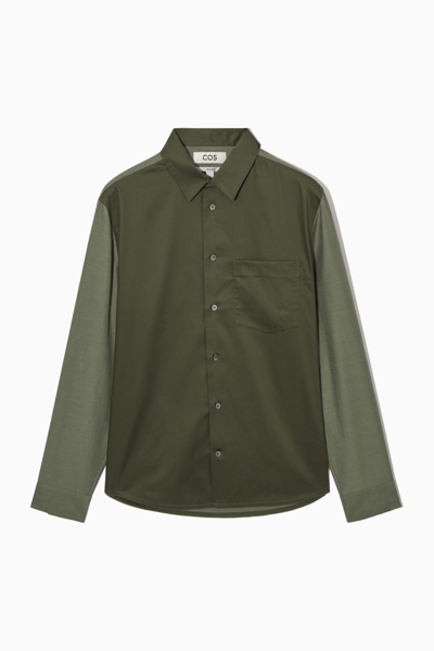 Cos Colour-block Tailored Shirt - Relaxed In Green