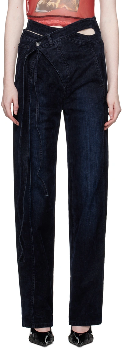 Ottolinger Navy Wrap Jeans In Midnite Blue