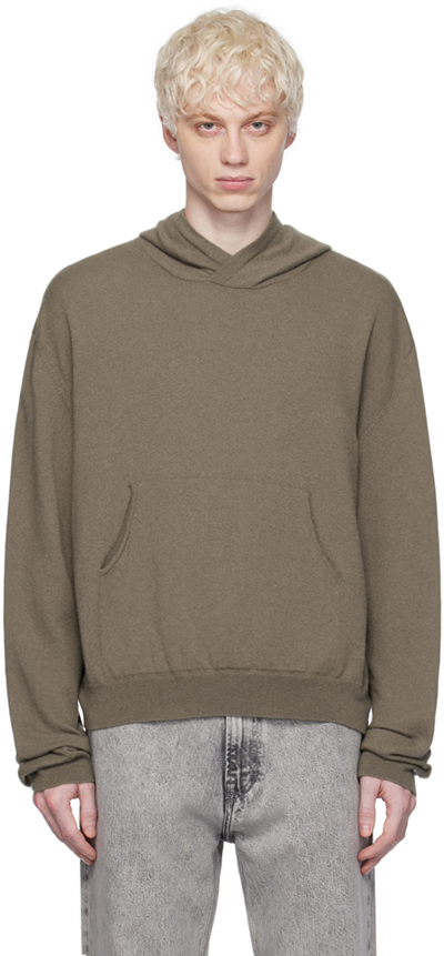 Our Legacy Dropped-shoulder Knitted Hoodie In Mole Grey Super Wool